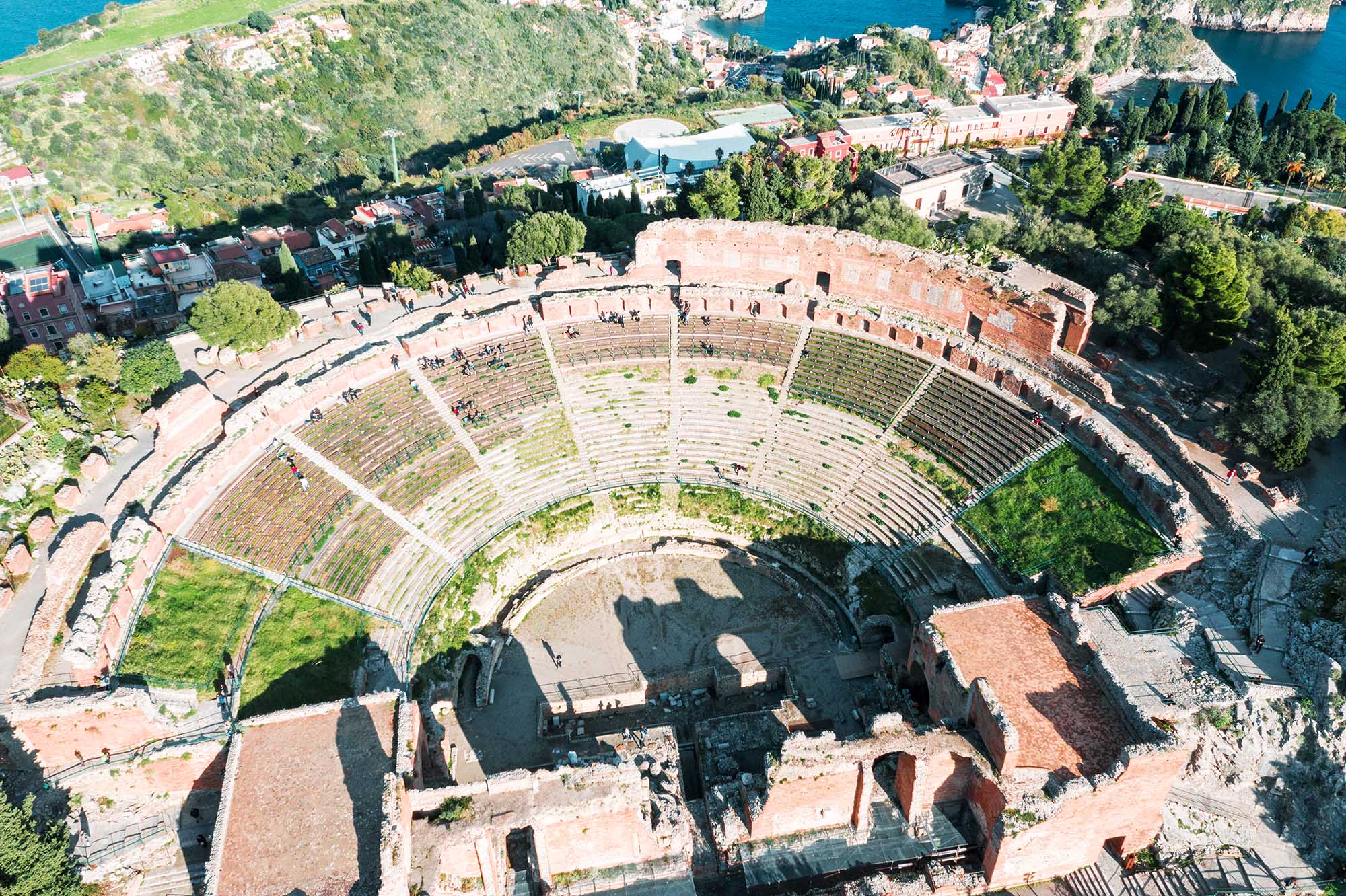 aerial view teatro greco city